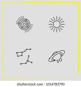 Astronomy line icon set constellation, sun and galaxy