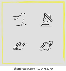 Astronomy line icon set constellation, satellite and galaxy