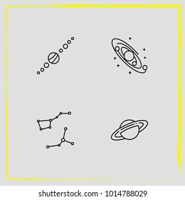 Astronomy line icon set constellation, galaxy system and solar system 