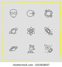 Astronomy line icon set extraterrestrials, alien and astronomy