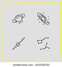 Astronomy line icon set galaxy, galaxy system and constellation