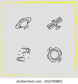 Astronomy line icon set astronomy, galaxy and satellite