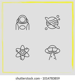 Astronomy line icon set galaxy, astronaut and science
