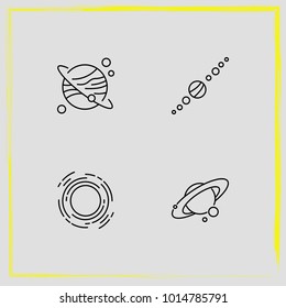 Astronomy line icon set galaxy, solar system  and astronomy
