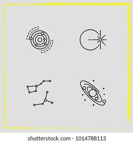 Astronomy line icon set galaxy system, solar system  and galaxy