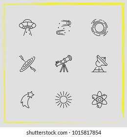 Astronomy line icon set astronomy, rocket and satellite