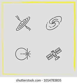 Astronomy line icon set solar system , astronomy and satellite