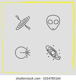 Astronomy line icon set solar system , alien and extraterrestrials