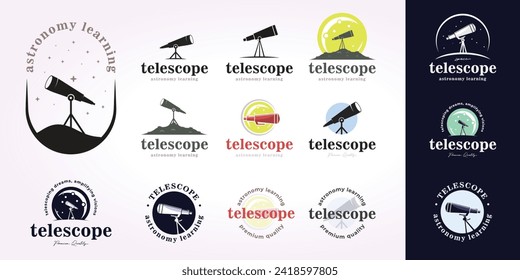 astronomy logo icon design collection. vector illustration of a set bundling telescopes