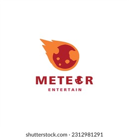 astronomy logo vector icon illustration, meteor with distant fire