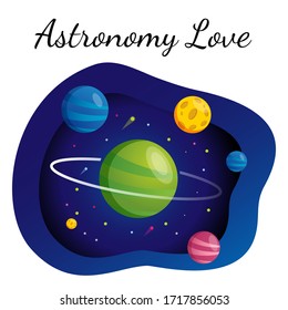 Astronomía Amor Espacio Ilustración. Vector
