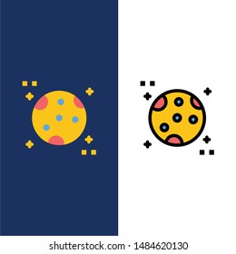 Astronomy, Moon, Space  Icons. Flat and Line Filled Icon Set Vector Blue Background. Vector Icon Template background