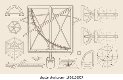 Astronomy and navigation. Computational mechanisms and devices.Vintage tools.
