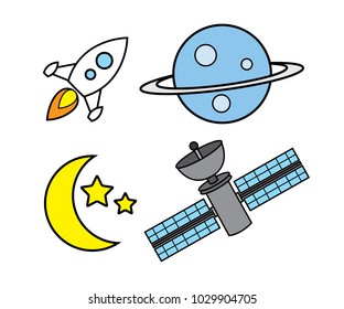 astronomy object cartoon design illustration