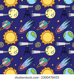 Astronomy Objects and Icons Vector Set illustration