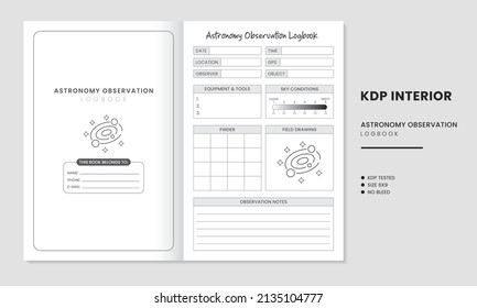 Astronomy Observation Log book KDP Interior