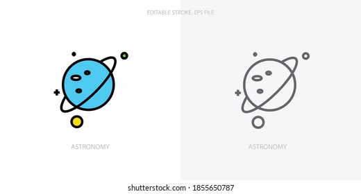 Astronomy, planet editable stroke icon for your website, logo, app, UI, product print. Astronomy concept flat Silhouette vector illustration icon. Editable stroke icons set
