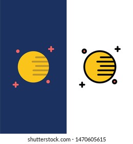 Astronomy, Planet, Space  Icons. Flat and Line Filled Icon Set Vector Blue Background. Vector Icon Template background