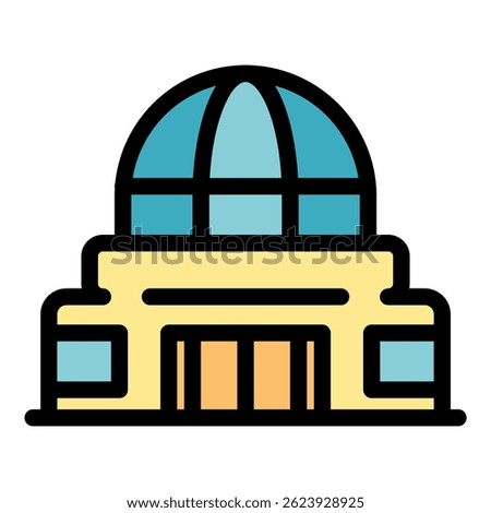 Astronomy planetarium icon. Outline astronomy planetarium vector icon color flat isolated
