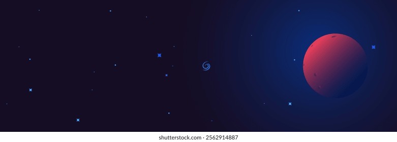 Astronomy poster, banner, cover vector illustration with panoramic space landscape