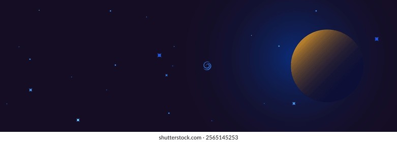 Astronomy poster, banner, cover vector illustration with panoramic space landscape