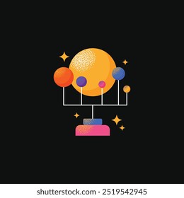 Astronomy Research Equipment set. Space planet, Earth, galaxy, observatories, astronomical telescope, spacecraft, cosmos science, minimal vector illustrations isolated on background