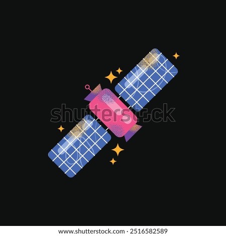 Astronomy Research Equipment set. Space planet, Earth, galaxy, observatories, astronomical telescope, spacecraft, cosmos science, minimal vector illustrations isolated on background