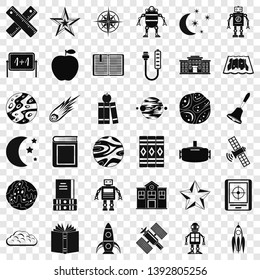 Astronomy robot icons set. Simple style of 36 astronomy robot vector icons for web for any design
