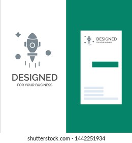 Astronomy, Rocket, Space, Fly Grey Logo Design and Business Card Template
