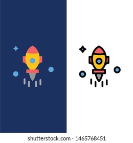 Astronomy, Rocket, Space, Fly  Icons. Flat and Line Filled Icon Set Vector Blue Background. Vector Icon Template background