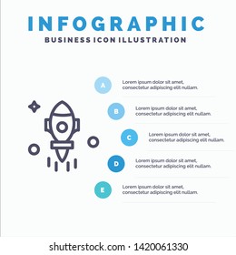 Astronomy, Rocket, Space, Fly Line icon with 5 steps presentation infographics Background