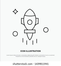 Astronomy, Rocket, Space, Fly Line Icon Vector