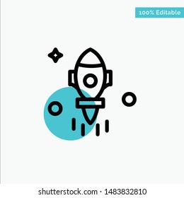 Astronomy, Rocket, Space, Fly turquoise highlight circle point Vector icon