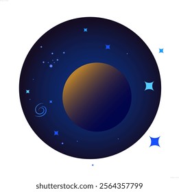 Astronomy round and circle logotype with planet vector illustration design