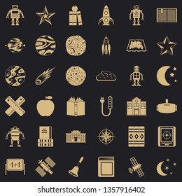 Astronomy science icons set. Simple style of 36 astronomy vector icons for web for any design