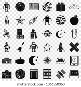 Astronomy science icons set. Simple style of 36 astronomy vector icons for web for any design