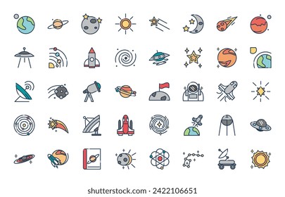 Astronomy and science icons set vector