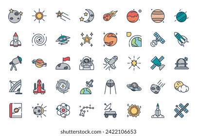 Astronomy and science icons set vector