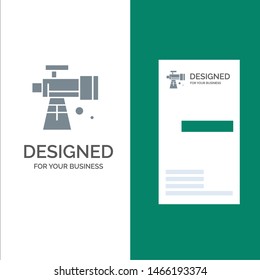 Astronomy, Scope, Space, Telescope Grey Logo Design and Business Card Template. Vector Icon Template background