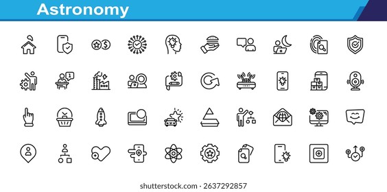Astronomy set icon vector designs