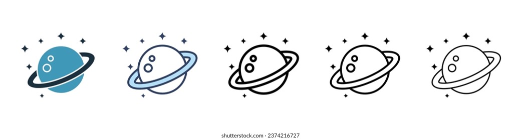 Astronomy sign icon set. Milky galaxy vector symbol. Planet orbit vector sign for ui designs.