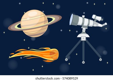 Astronomy space cartoon set vector.
