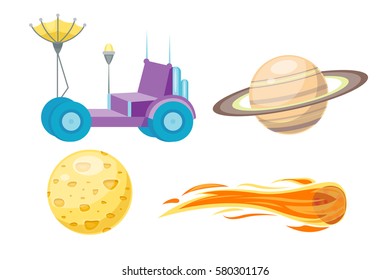 Astronomy space cartoon set vector.