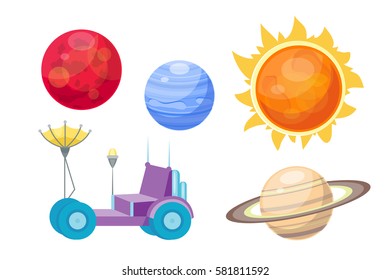 Astronomy space cartoon set vector.