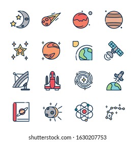 astronomy and space exploration observation science icons set on white background vector illustration