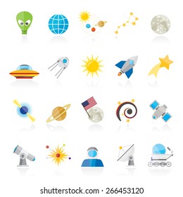 astronomy and space icons - vector icon set