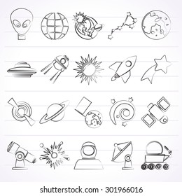 astronomy and space icons  - vector icon set