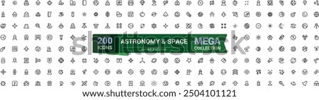 Astronomy and space line icon set. Mega collection of Space icon. Outline symbols collection. Editable stroke. Vector illustration.