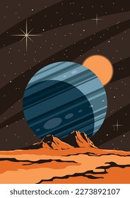 Astronomía Espacio Retro Estilo Concepto Afiche Diseño