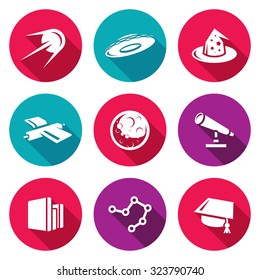 Astronomy, space, science icons set. 